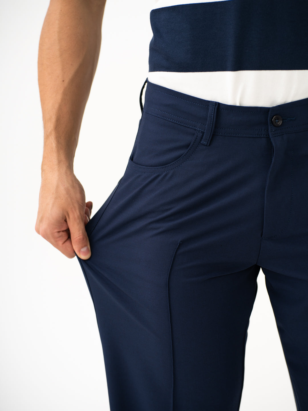 Heaven Navy Relaxed Fit Korean Pintuck Pants