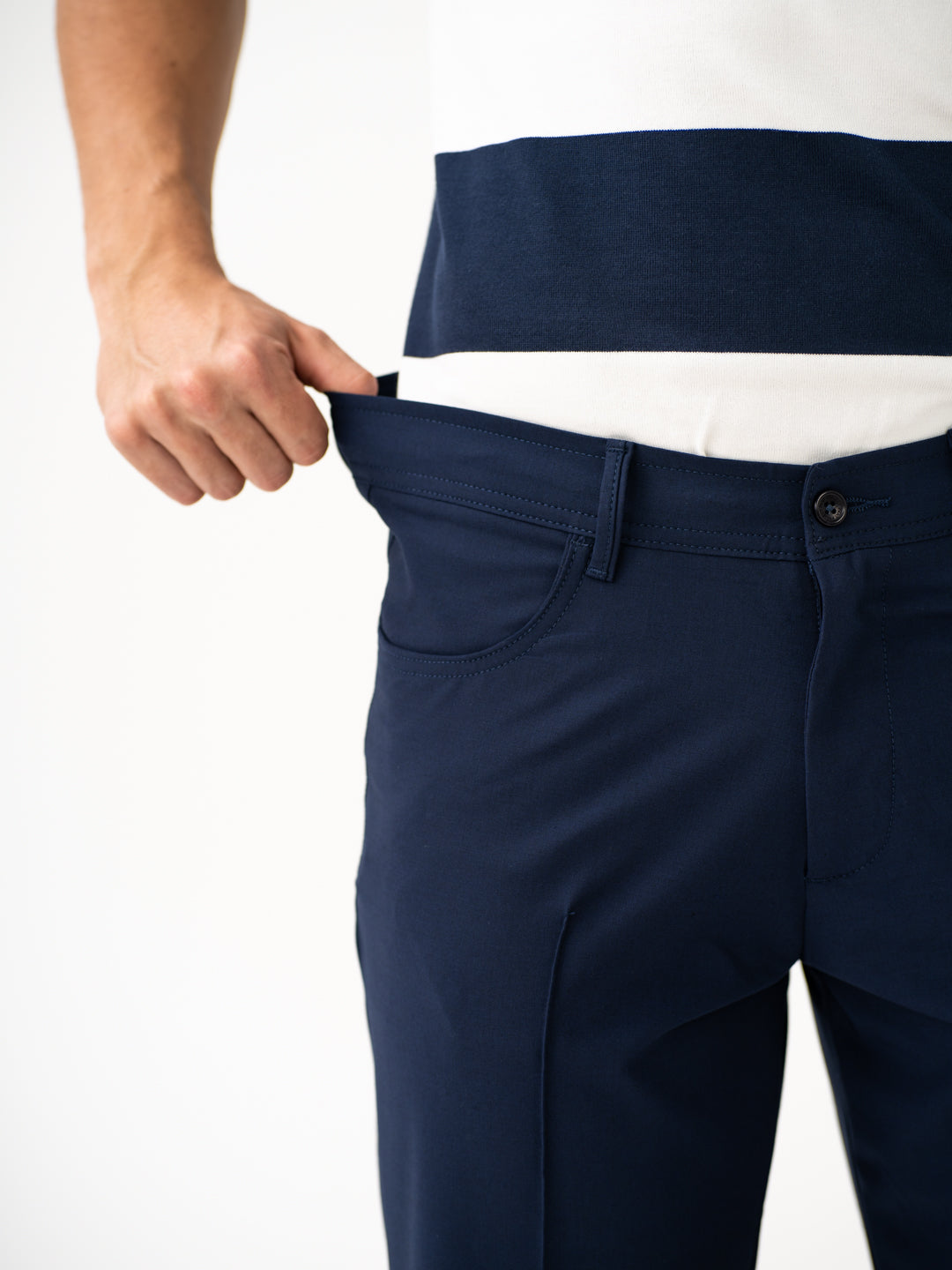 Heaven Navy Relaxed Fit Korean Pintuck Pants