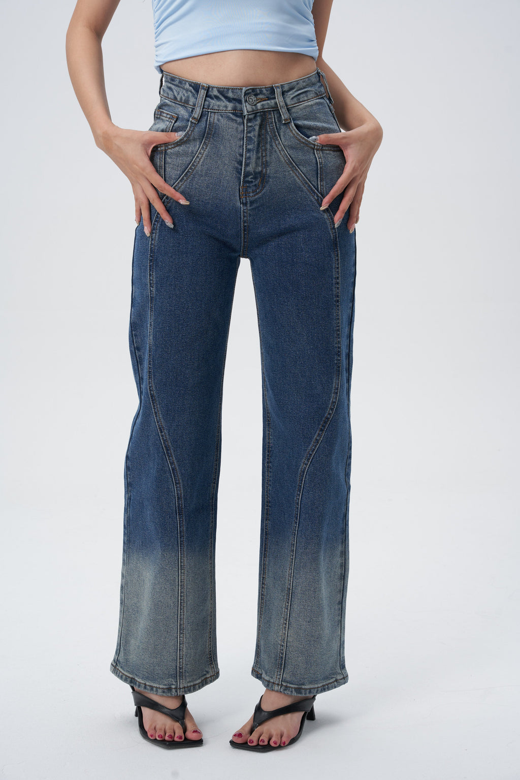 Shadow Indigo Ombre Straight Jeans