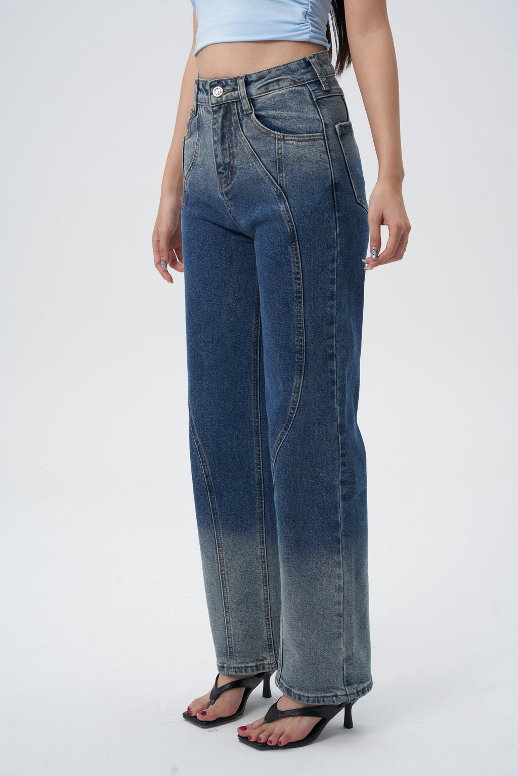 Shadow Indigo Ombre Straight Jeans