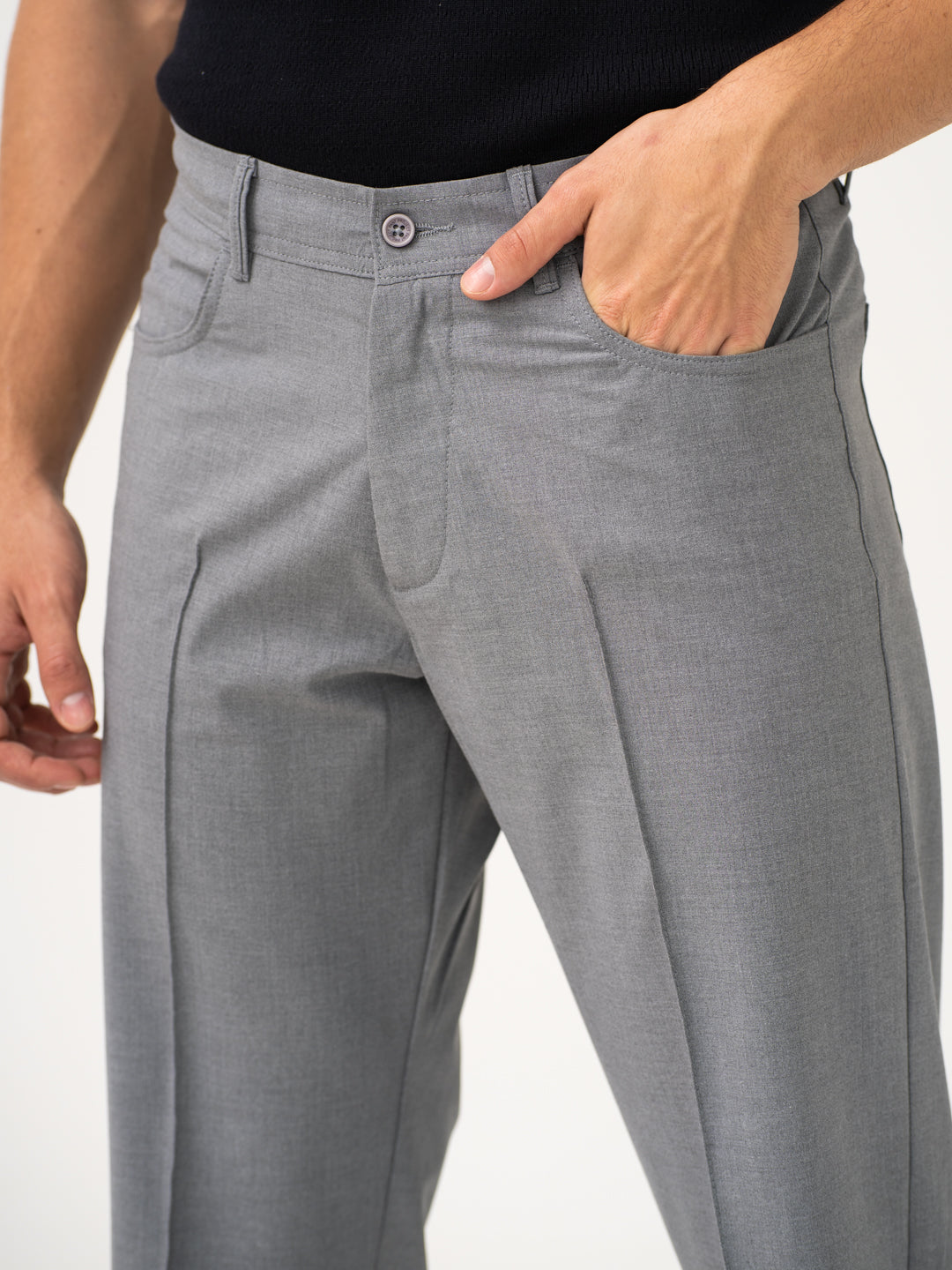 Haze Grey Relaxed Fit Korean Pintuck Pants