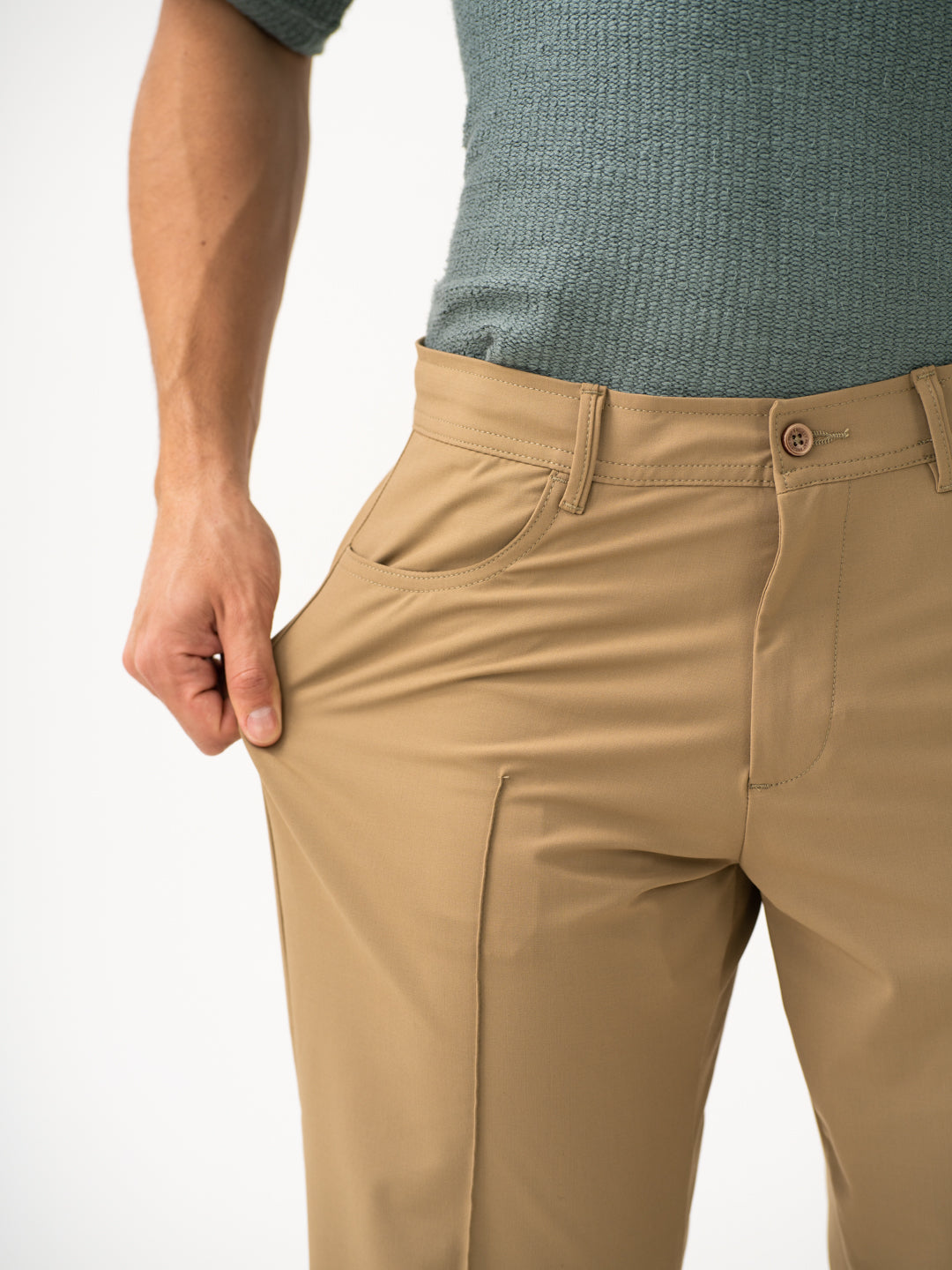 Pecan Khaki Relaxed Fit Korean Pintuck Pants
