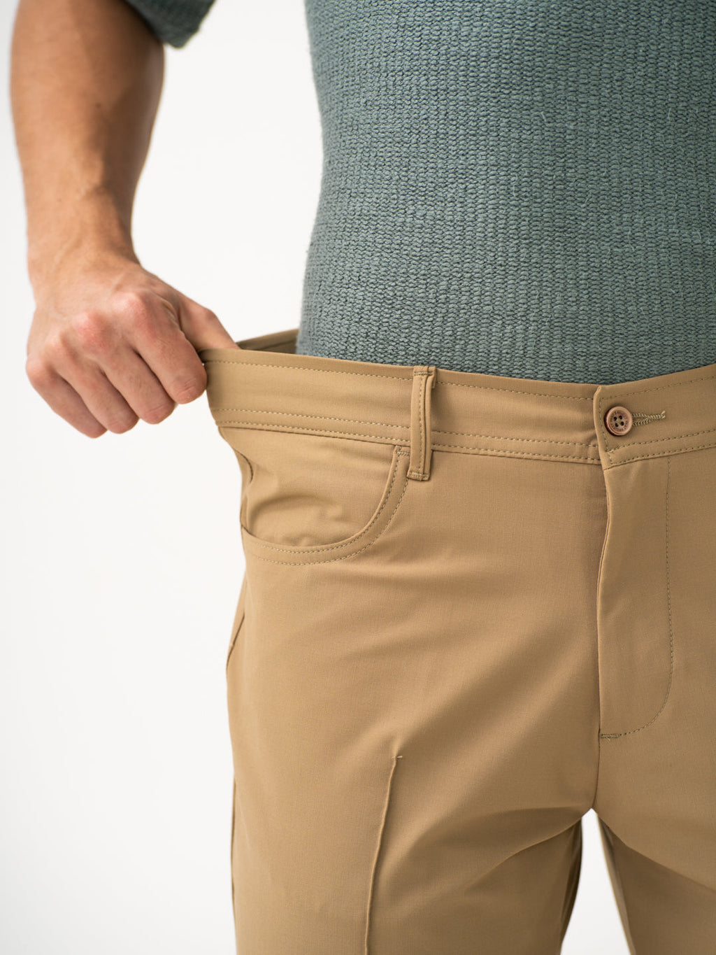 Pecan Khaki Relaxed Fit Korean Pintuck Pants