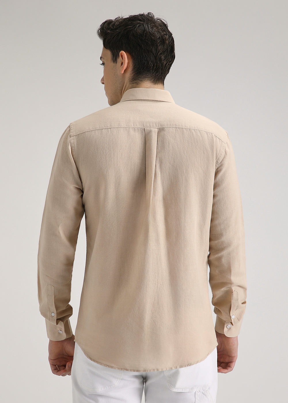 Dark Beige Cotton Linen Shirt
