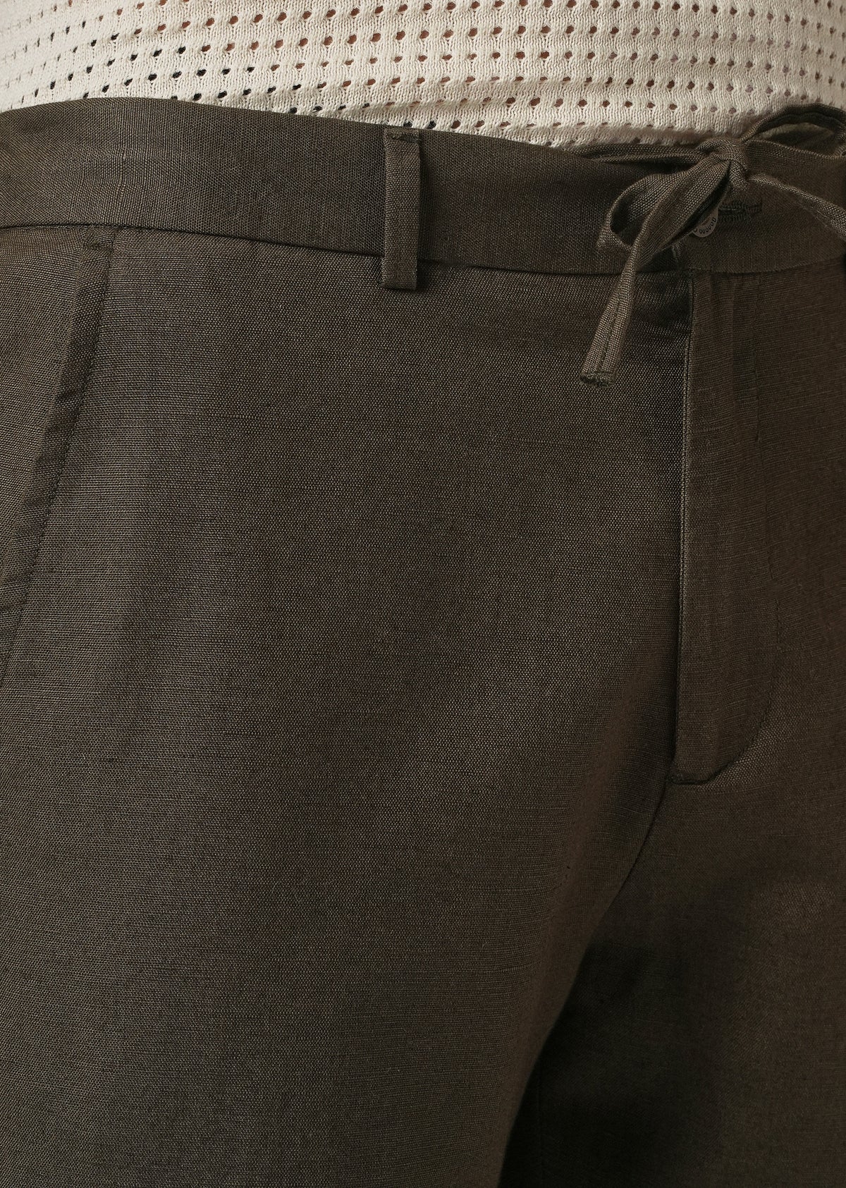 Dark Olive Linen Relaxed Fit Trouser