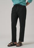 Drawstring Black Linen Pant