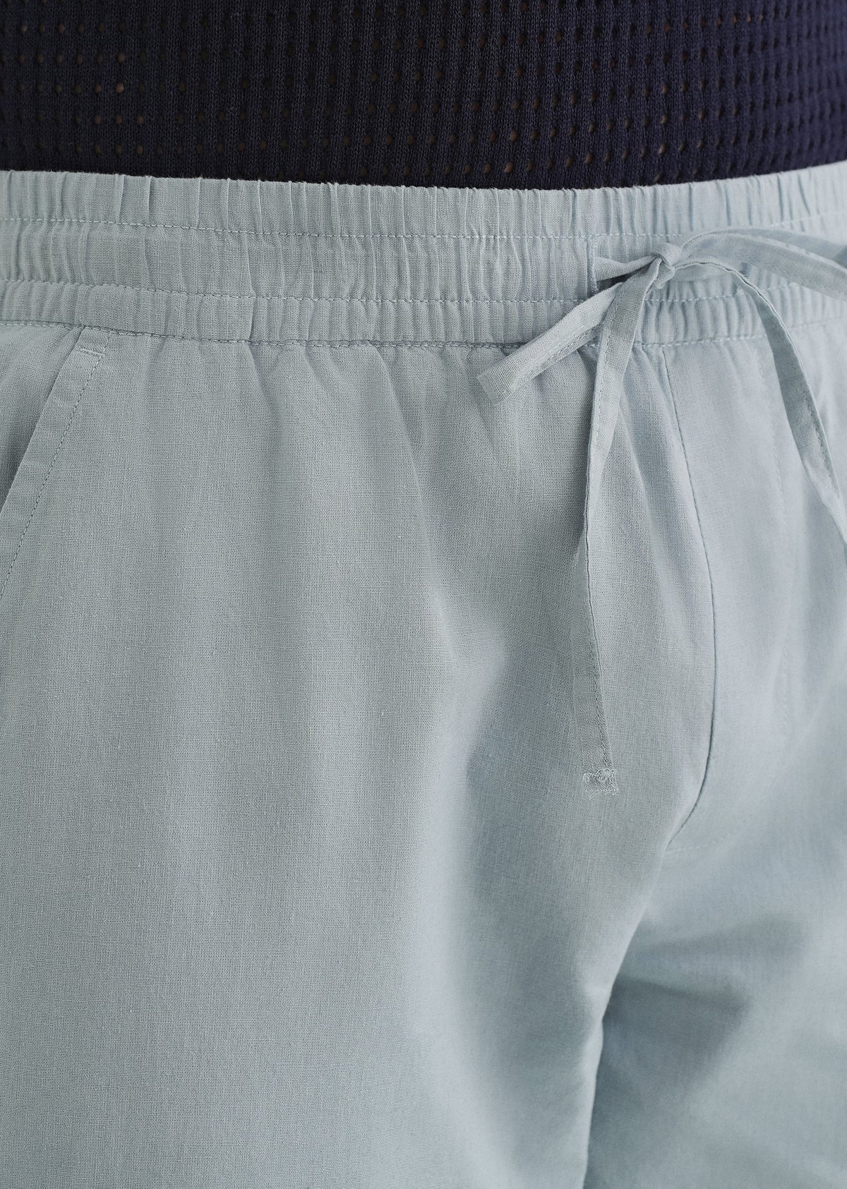 Drawstring Light Blue Linen Pant