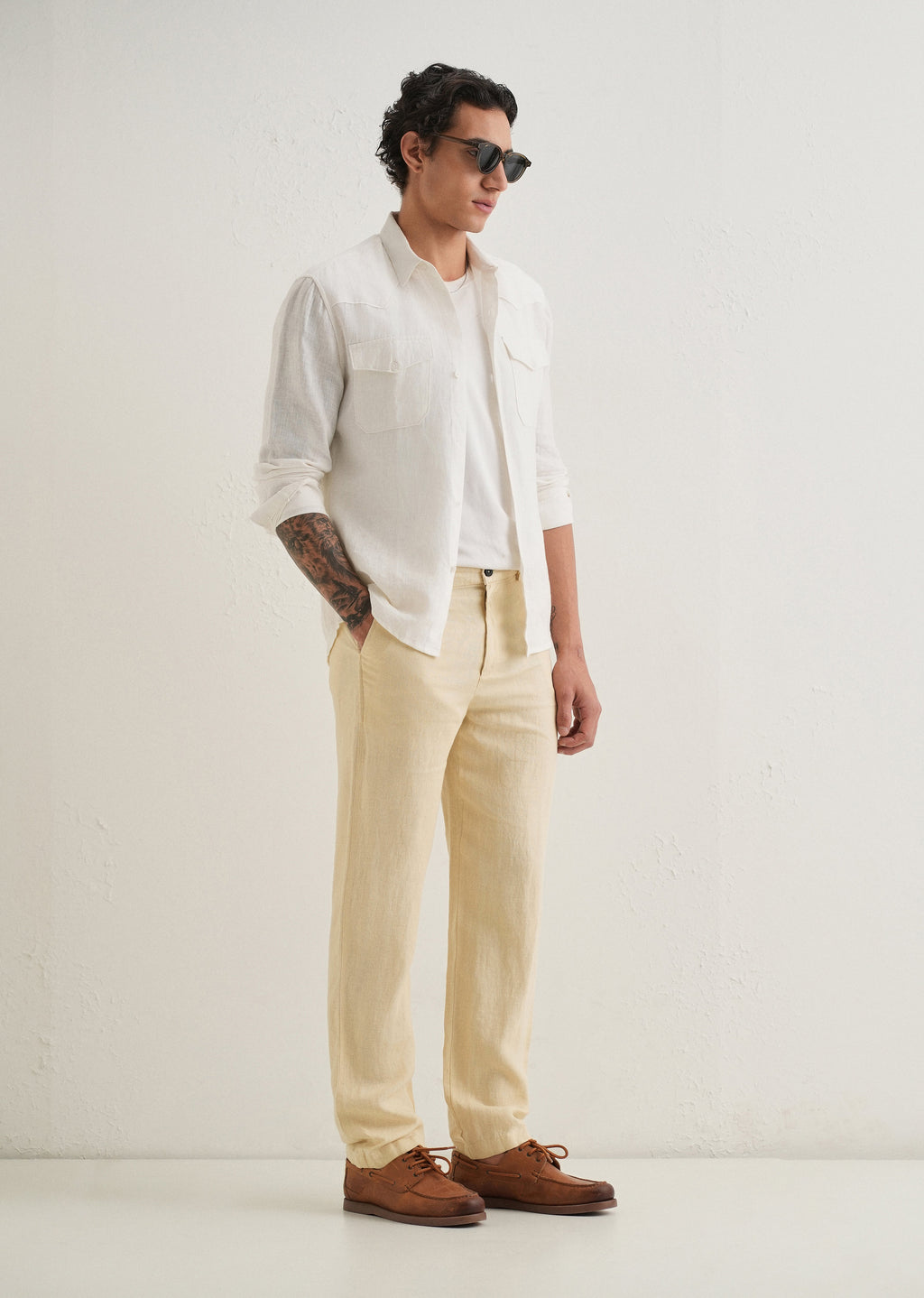 Ecru Cream Linen Pant