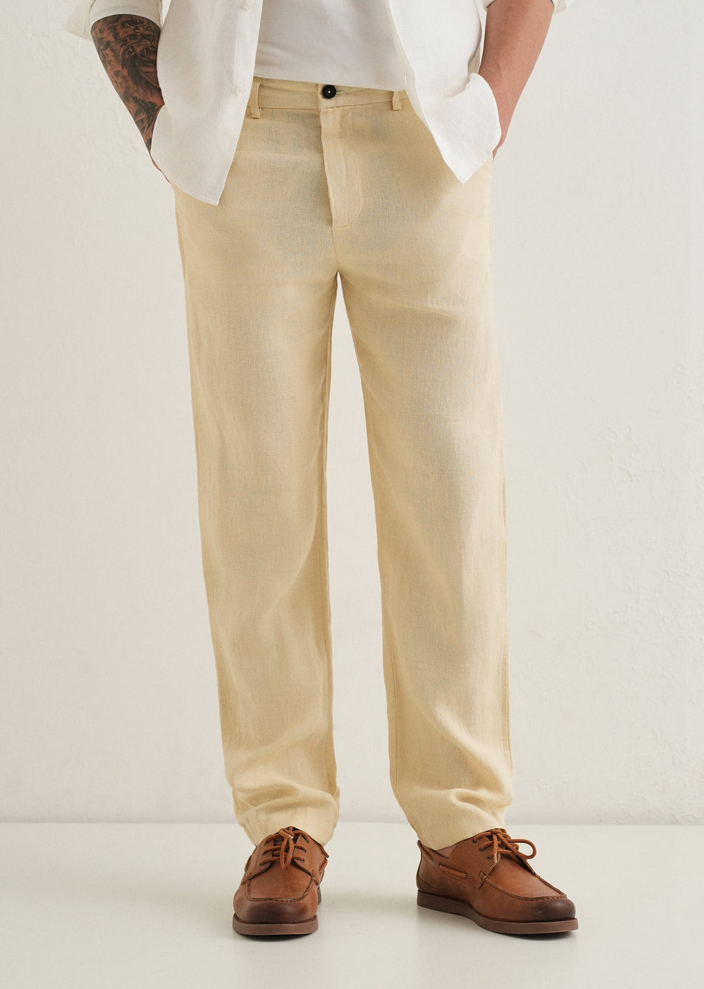 Ecru Cream Linen Pant