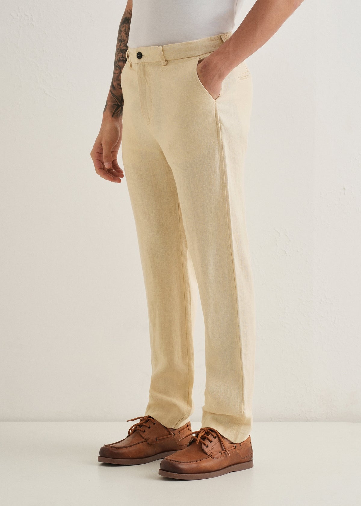 Ecru Cream Linen Pant