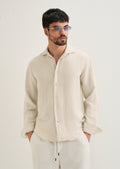 Ecru Plain Linen Viscose Shirt