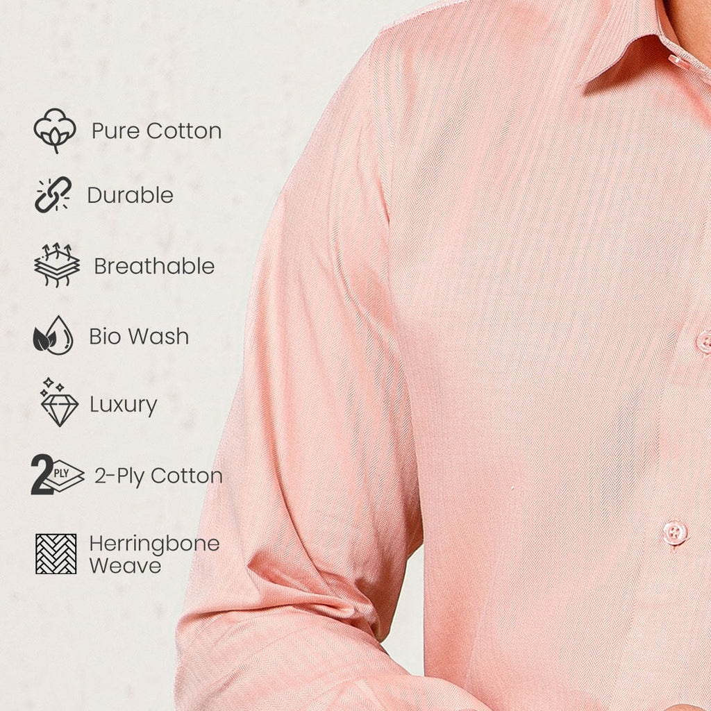 Imperial Herringbone 2 Ply Giza Shirt In Flamingo