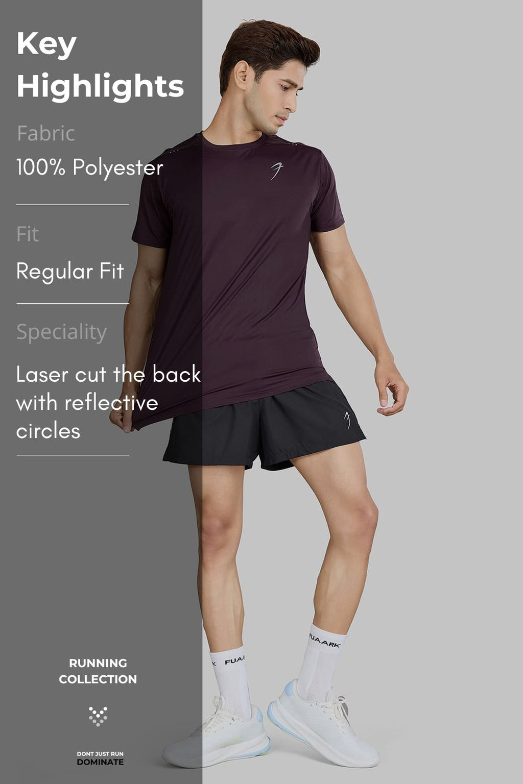 Laser Cut Running T-shirt Raisin