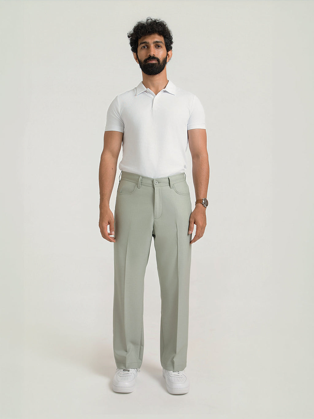 Korean Green Relaxed Fit Pintuck Pants