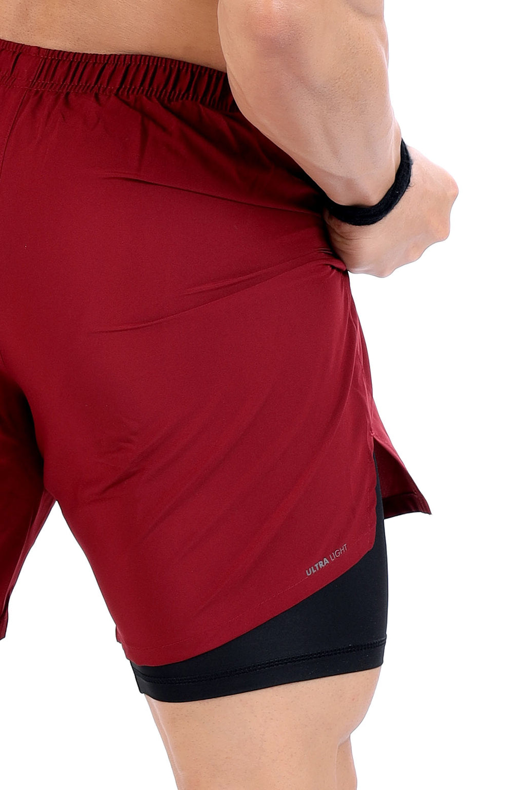 2 in 1 Compression Shorts Maroon