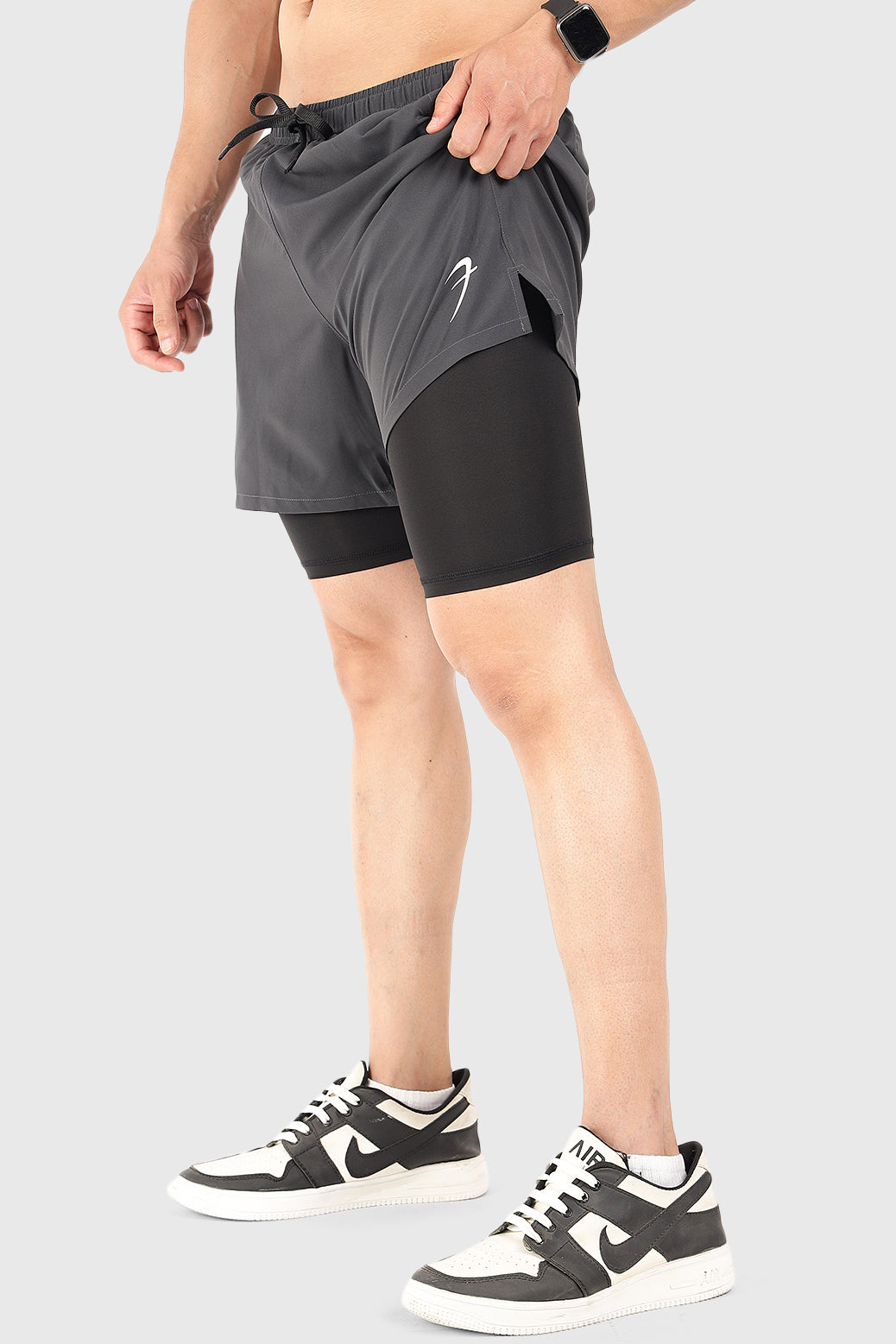 2 in 1 5" Compression Shorts Coal