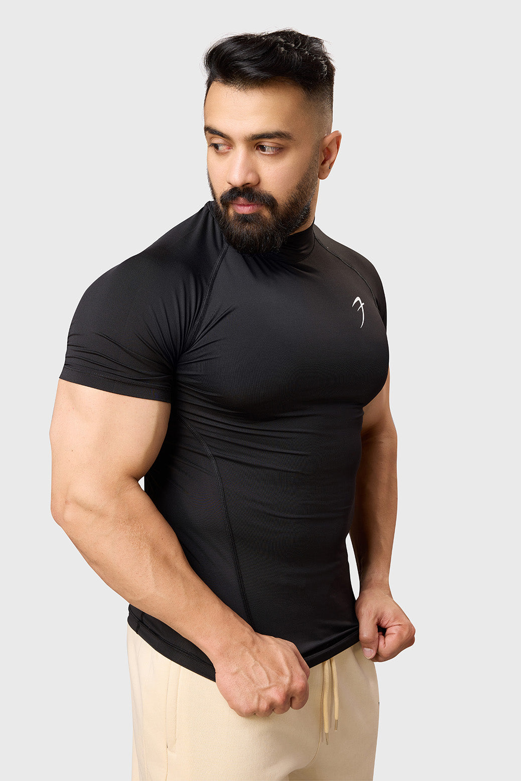 High Neck Compression T-shirt Black
