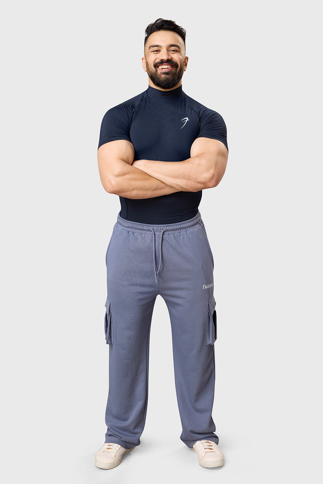 High Neck Compression T-shirt Navy