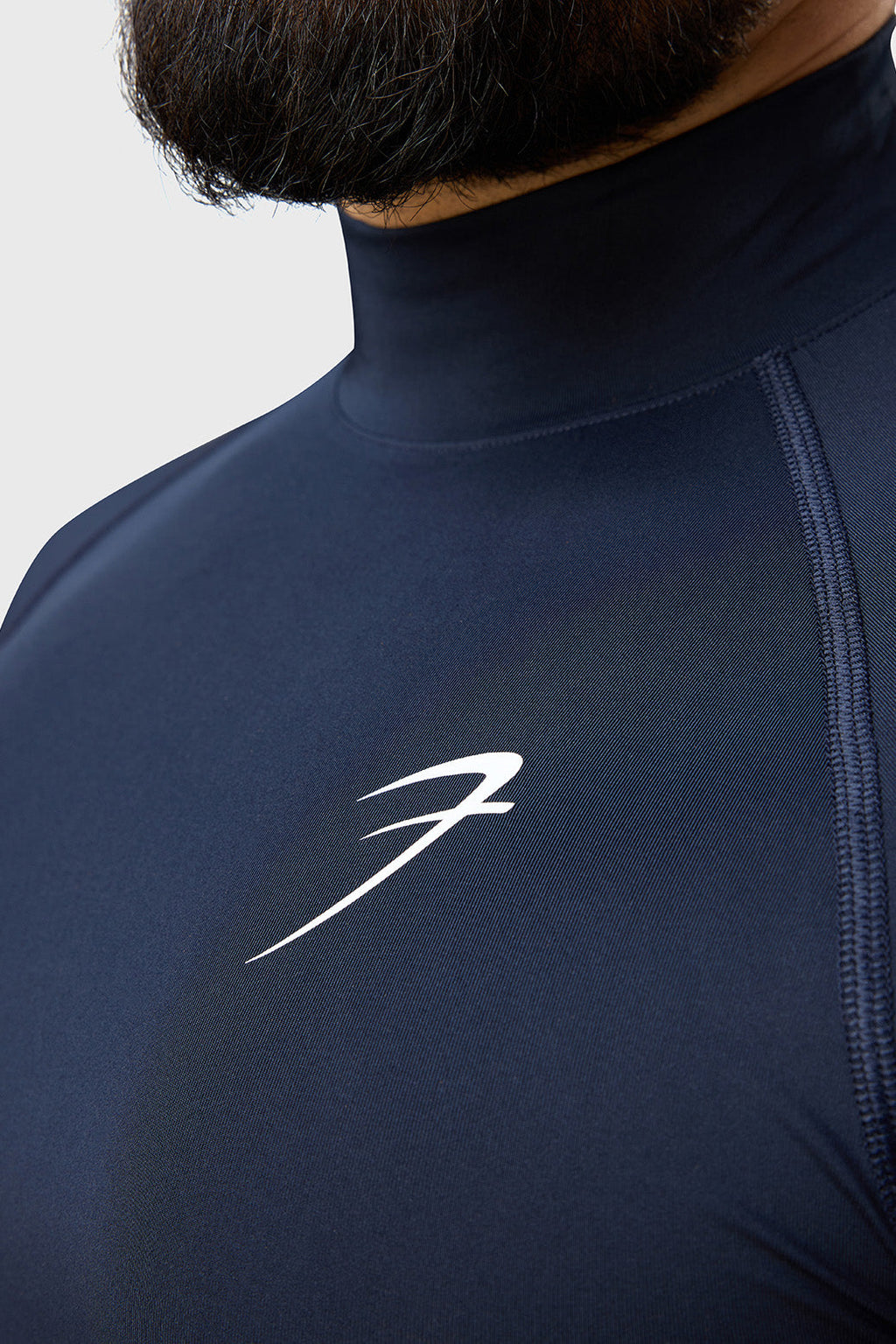 High Neck Compression T-shirt Navy