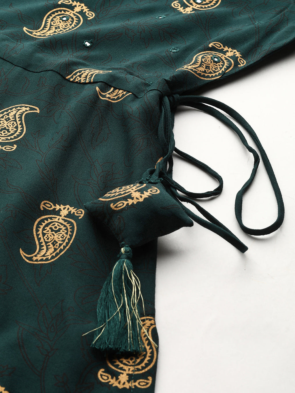Gerua Green Printed Rayon Kurta