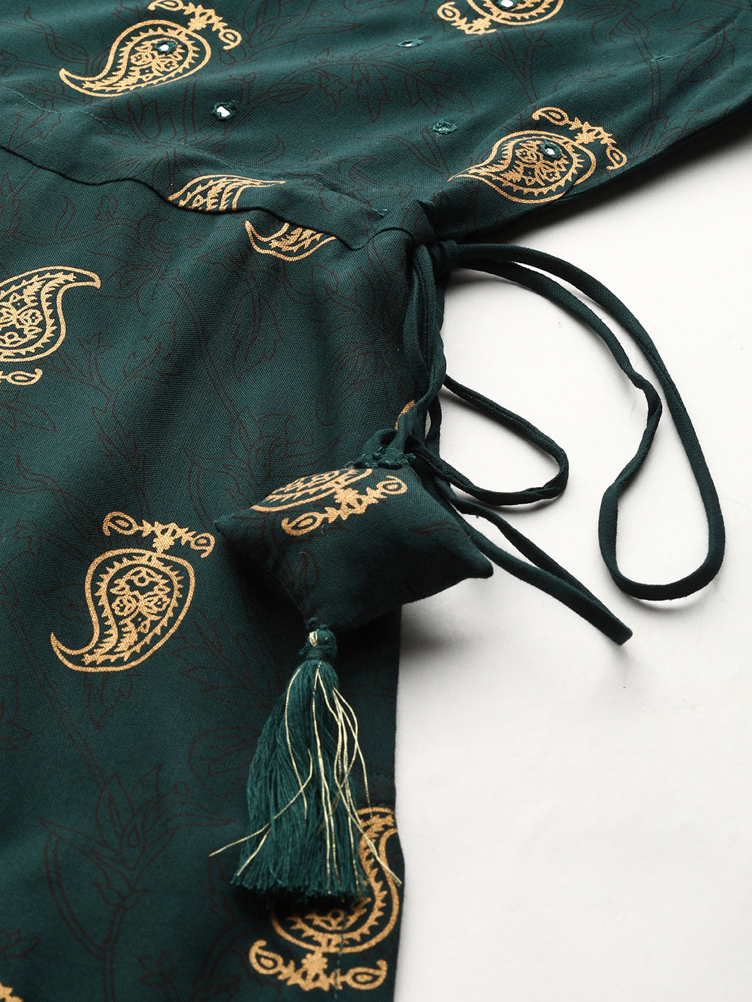 Gerua Green Printed Rayon Kurta