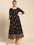 Gerua Black Printed Rayon Kurta