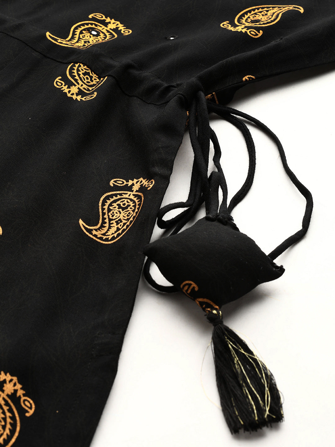Gerua Black Printed Rayon Kurta