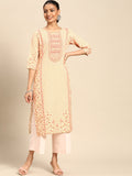 Gerua Yellow Printed Rayon Kurta