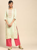Gerua Sea Green Printed Rayon Kurta