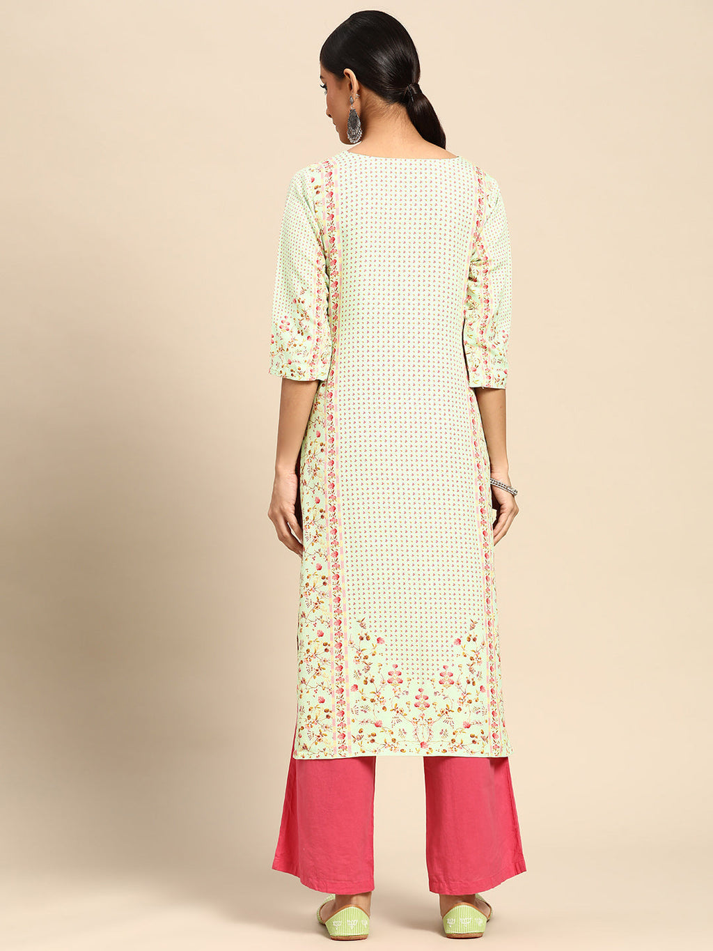 Gerua Sea Green Printed Rayon Kurta