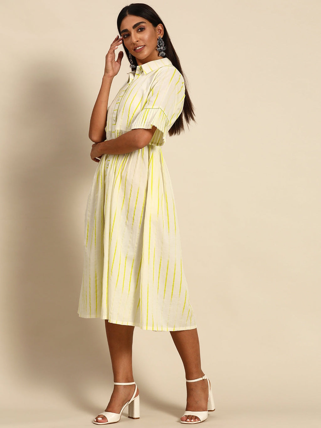 Gerua Off White Printed Cotton Blend Dress
