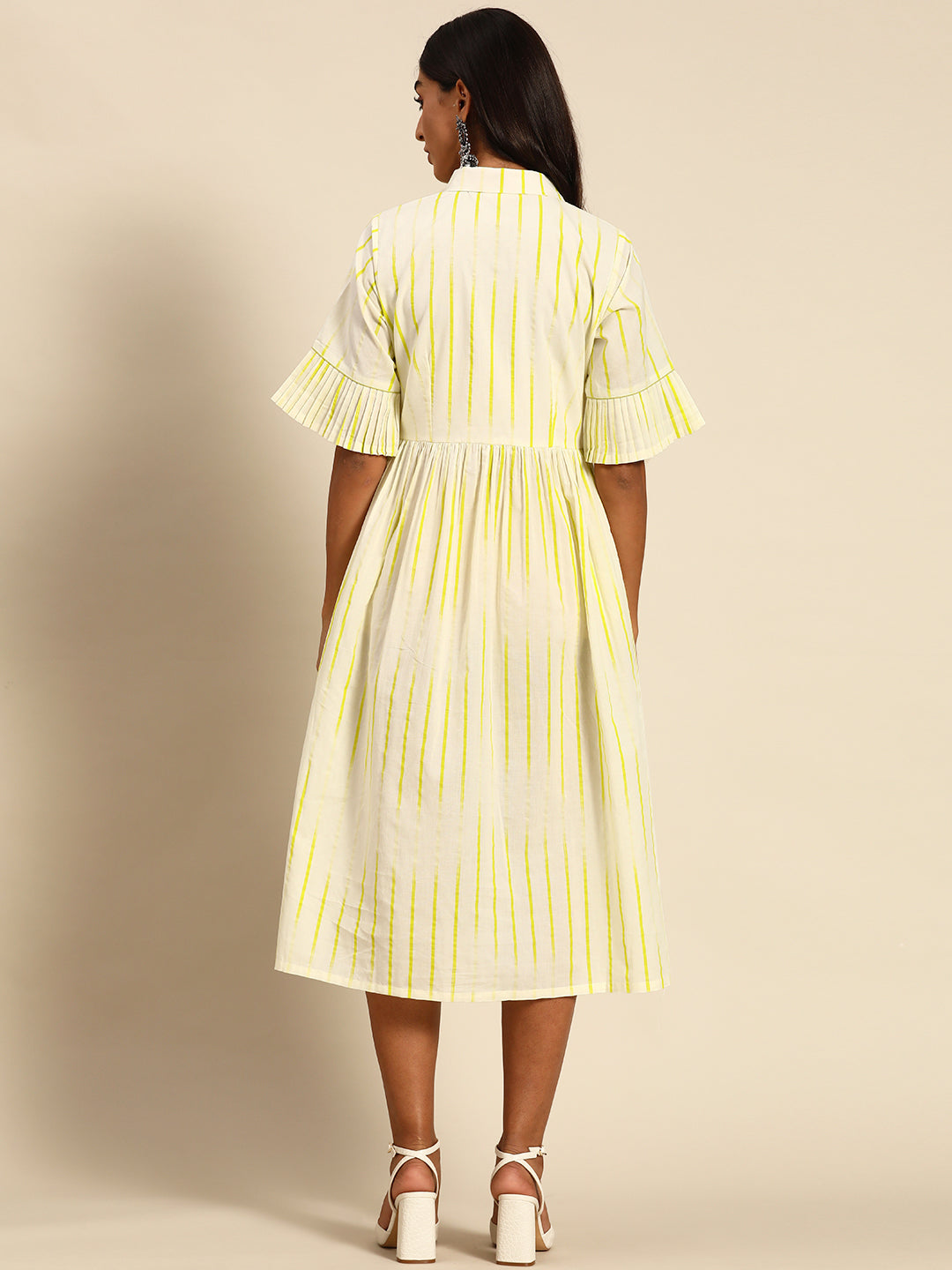 Gerua Off White Printed Cotton Blend Dress