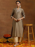 Gerua Gold Embroidered Silk Straight Kurta