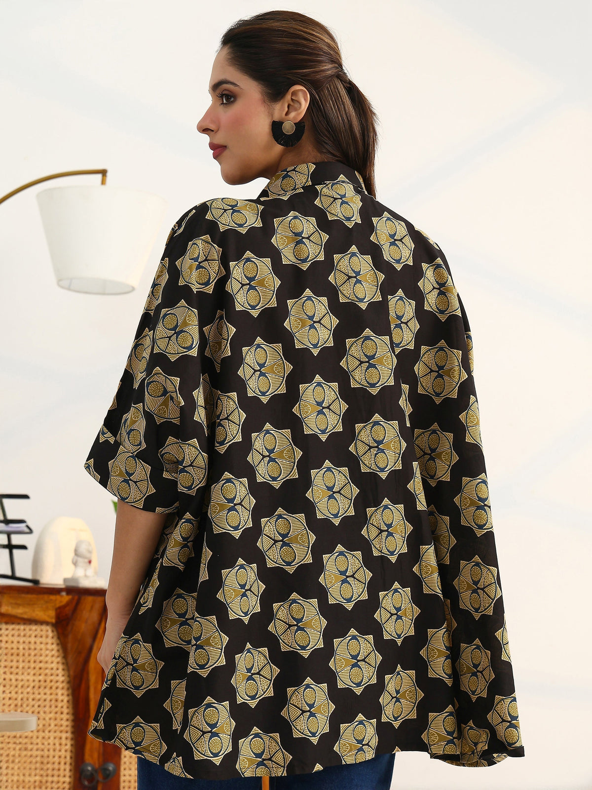 Gerua Classic Corp Black Printed Cotton Blend Shirt