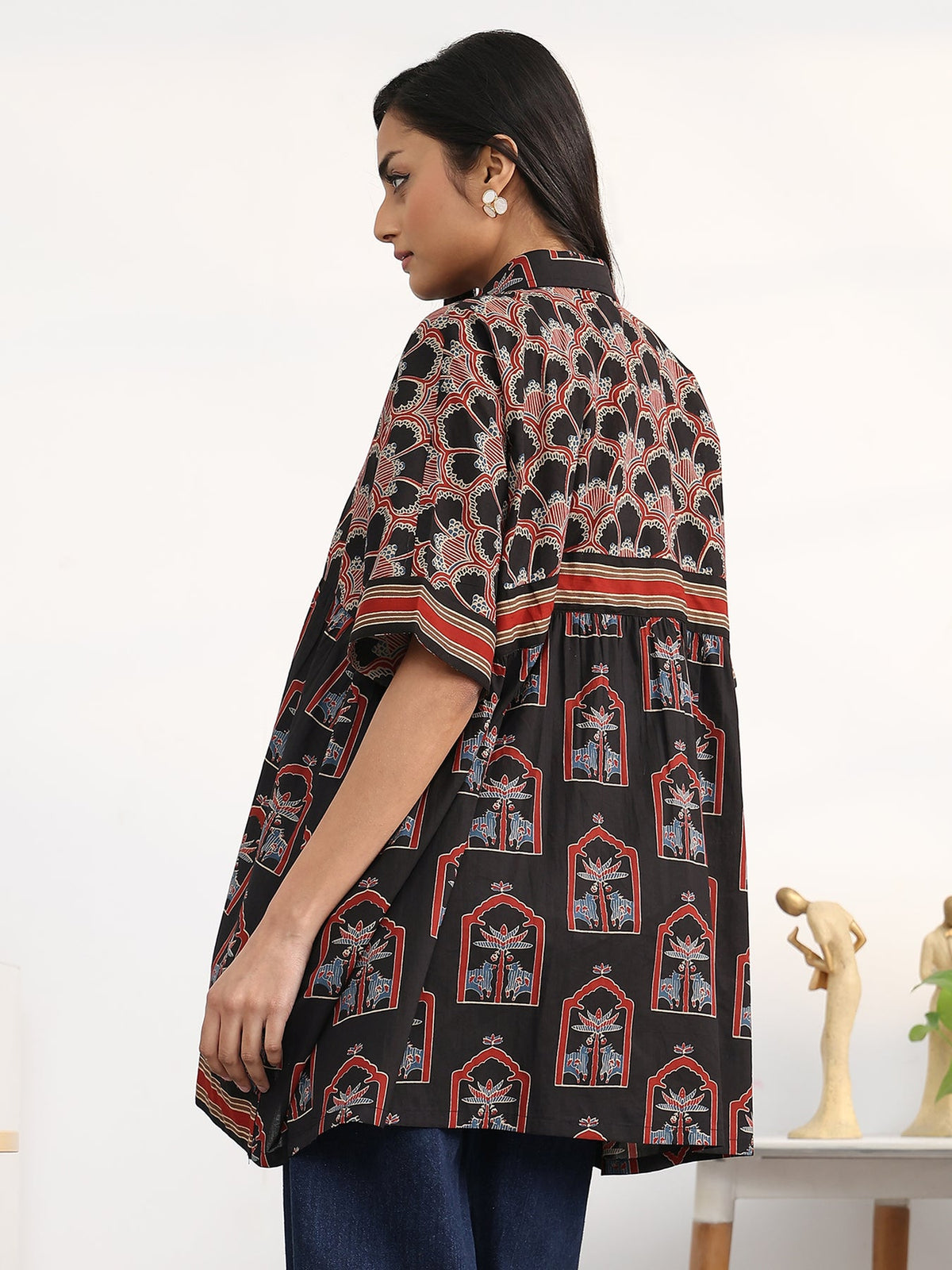 Gerua Black Ethnic Motifs Printed Shirt K60