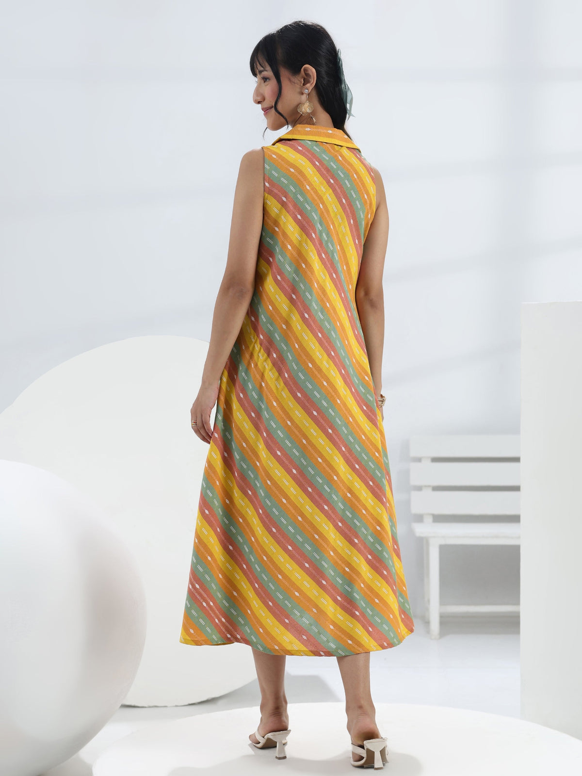 Gerua Multi Leheriya Cotton Blend A-Line Dress