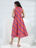 Gerua Multi Leheriya Cotton Blend A-Line Dress