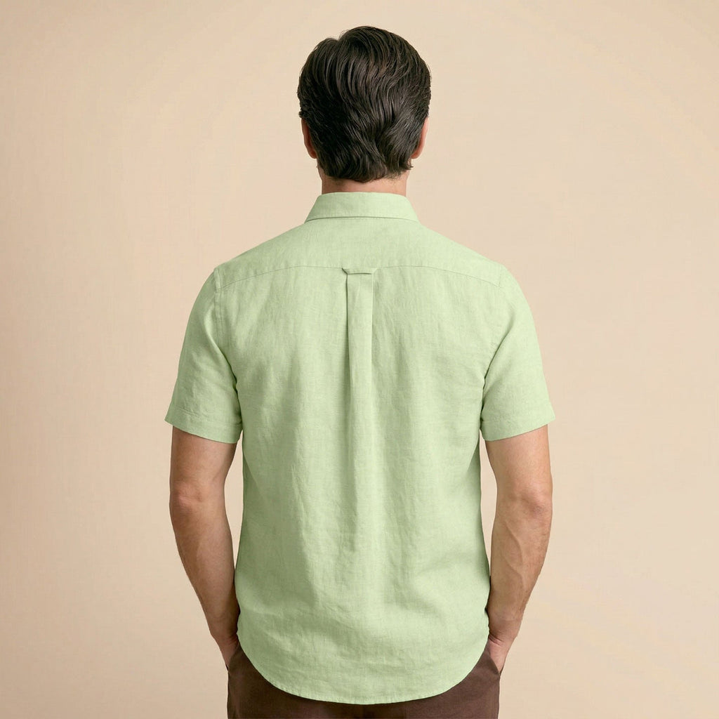 Breeze Linen Full Sleeves Shirt In Leaf Green