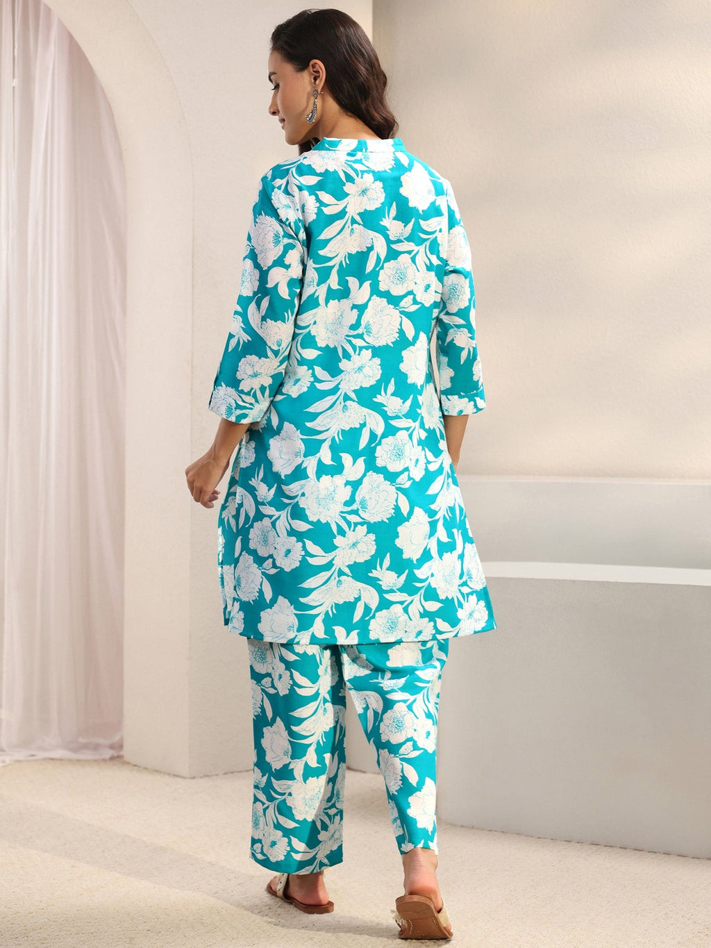 Gerua Blue Floral Printed Co-Ord Set CO87