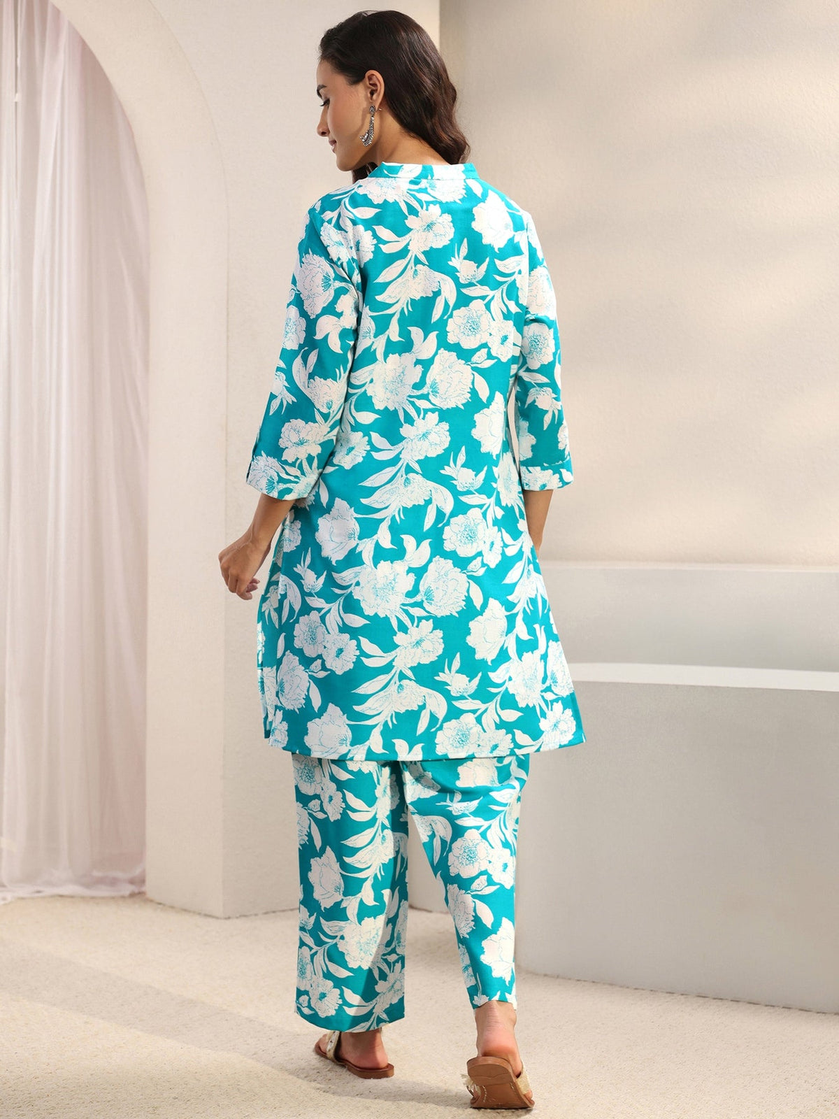 Gerua Blue Floral Printed Co-Ord Set CO87