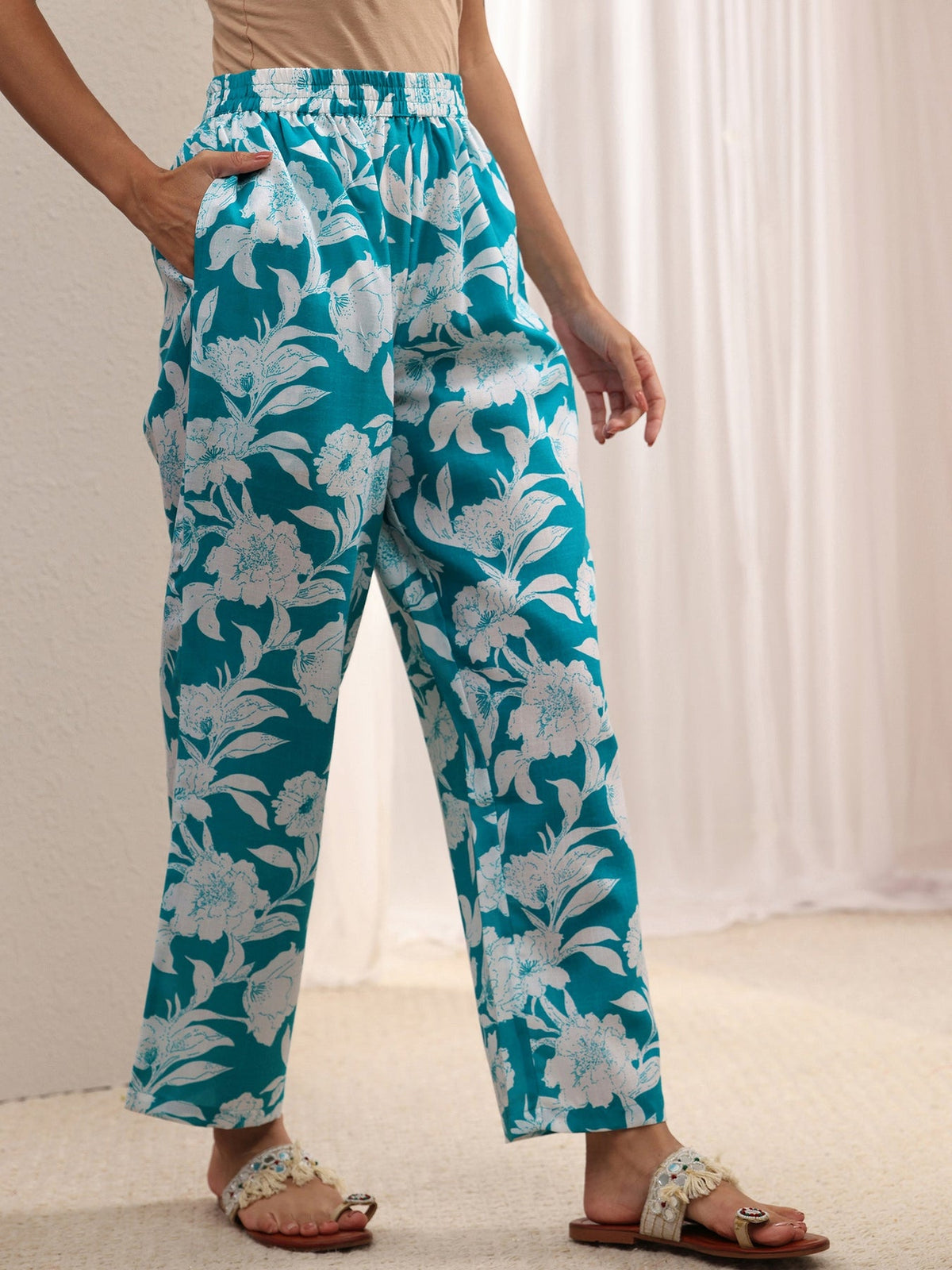 Gerua Blue Floral Printed Co-Ord Set CO87