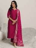 Gerua Pink Solid Silk Blend Straight Suit With Dupatta
