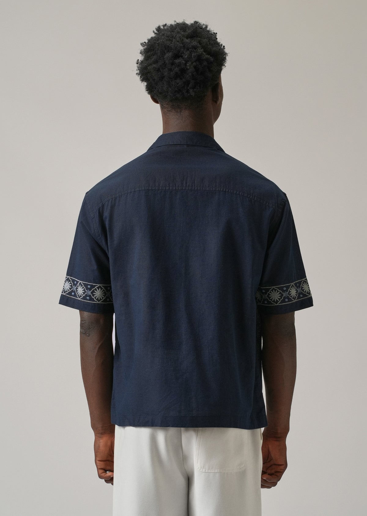 Geometric Embroidery Linen Shirt
