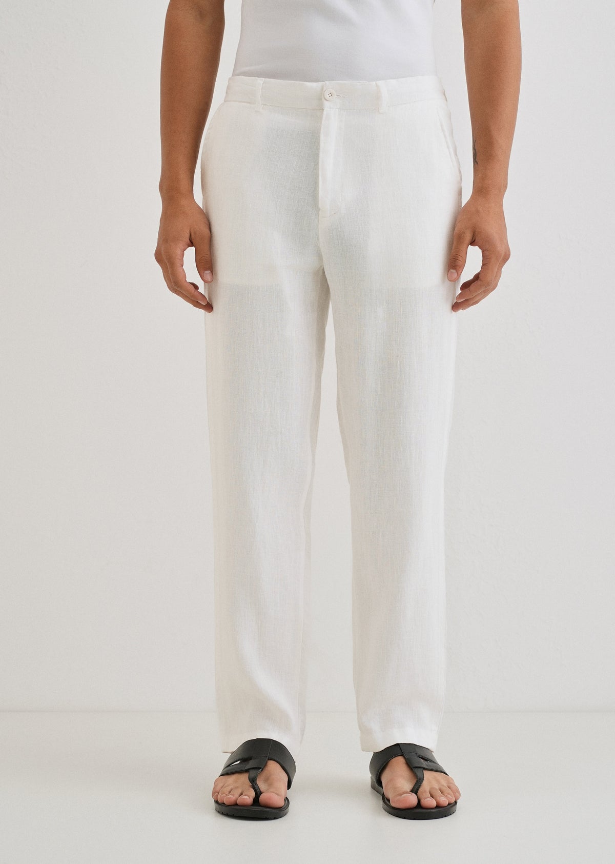 Glacier White Linen pant
