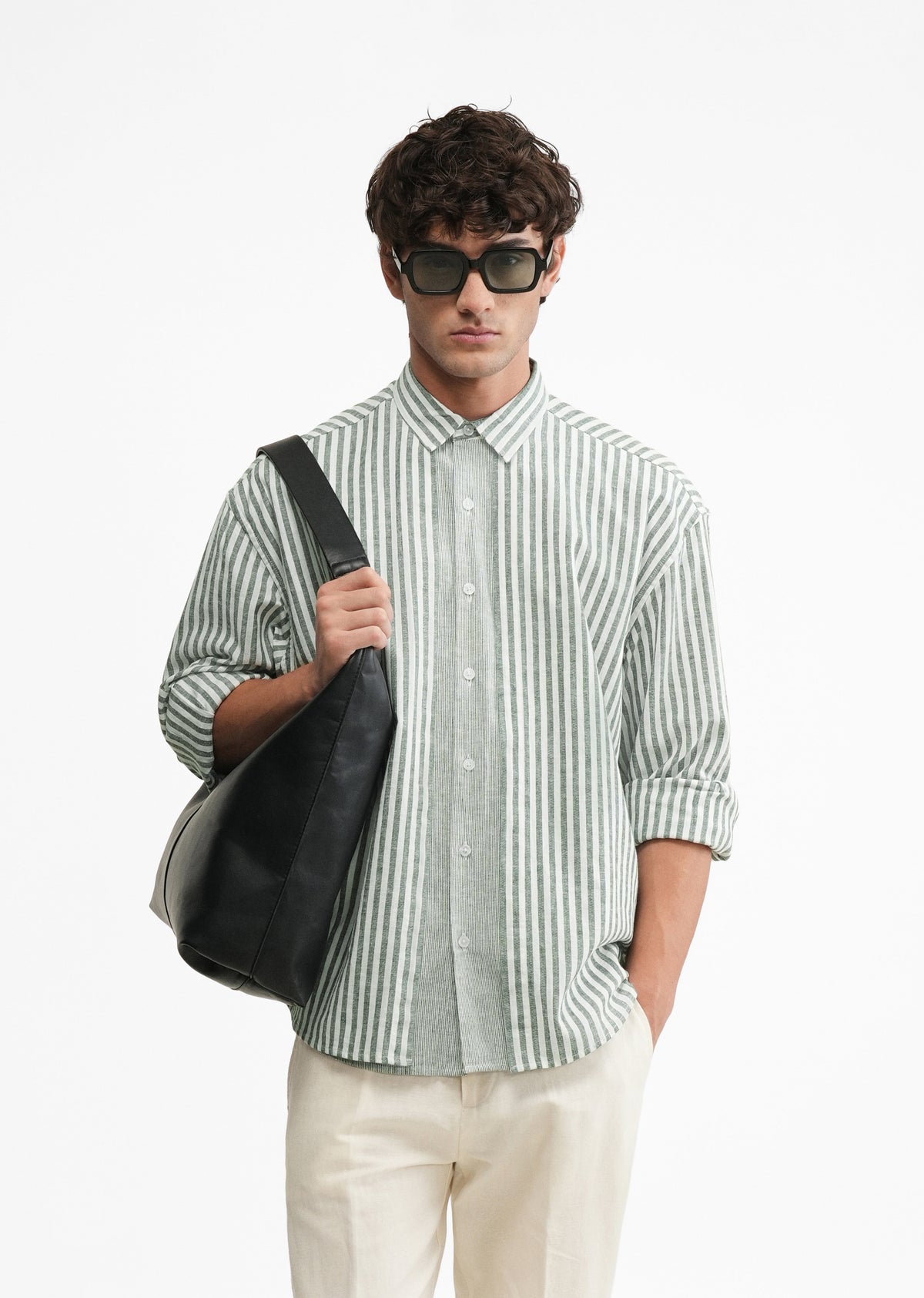 Mint Green Layered Look Stripe Shirt