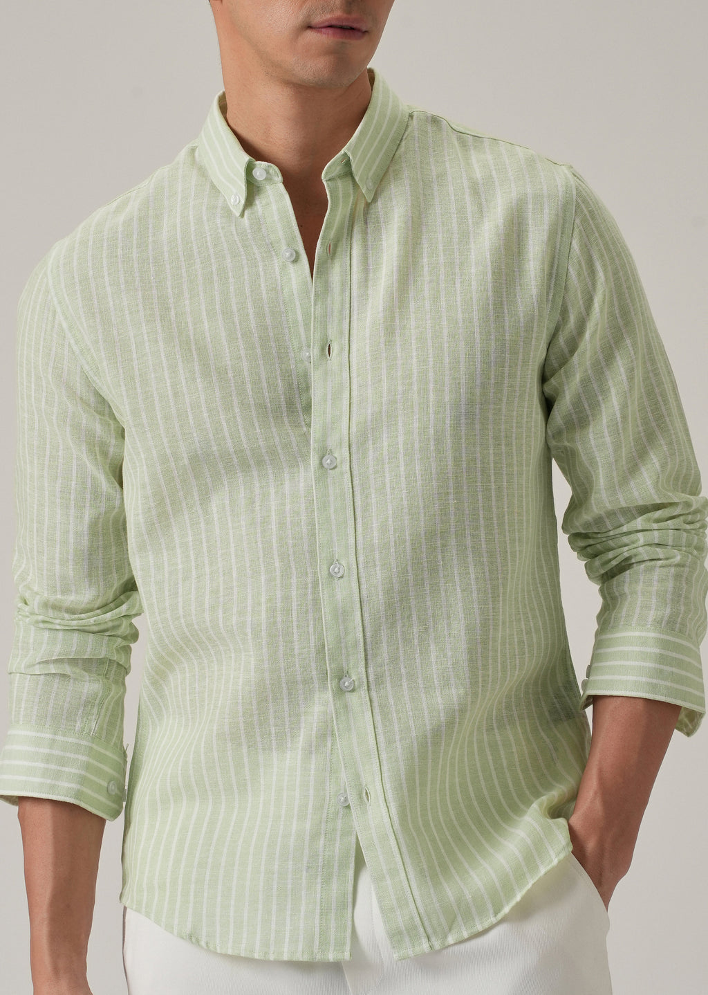 Green Stripe Linen Shirt