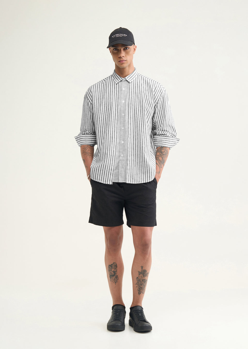 Grey Layered Look Stripe Shirt