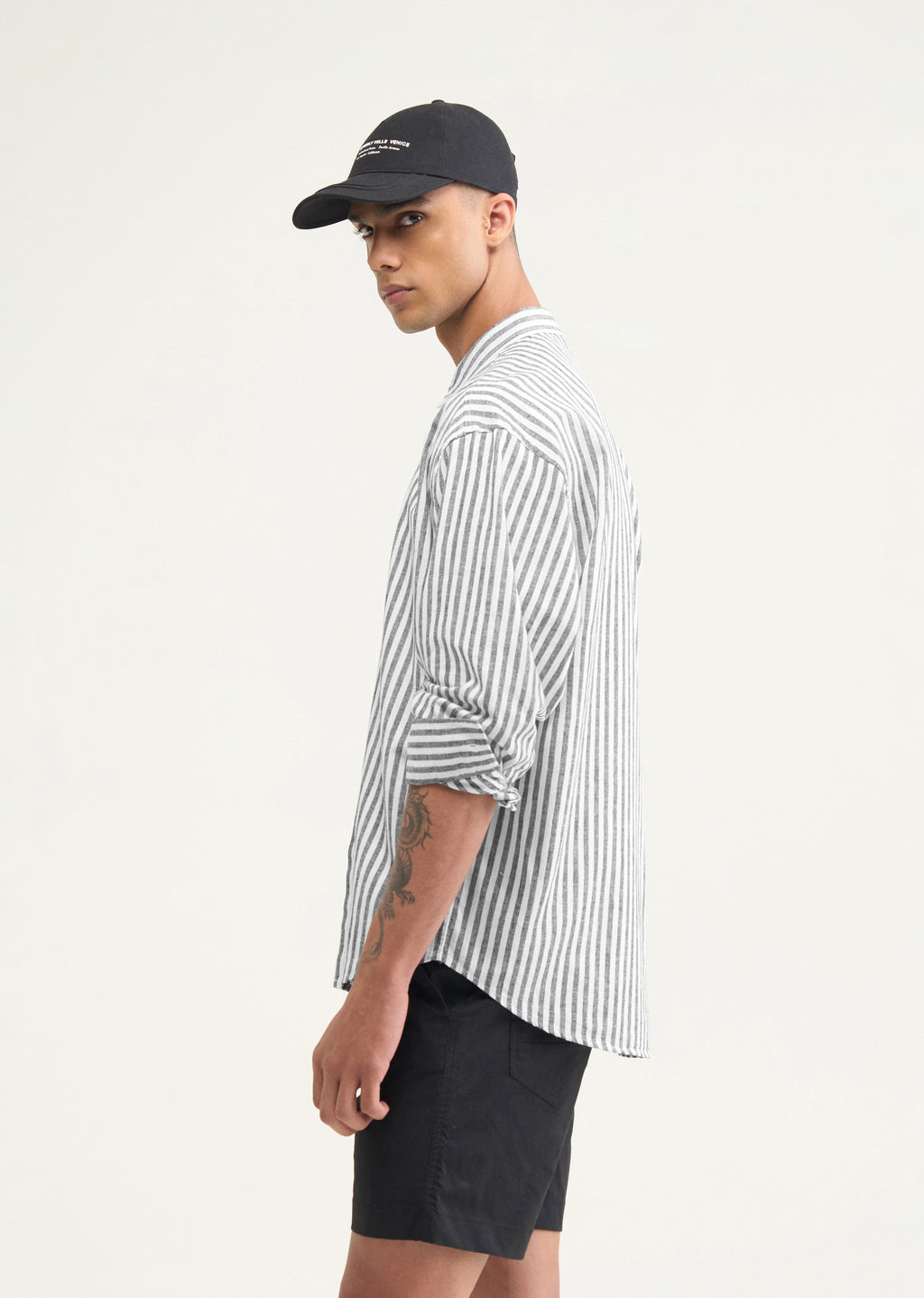 Grey Layered Look Stripe Shirt
