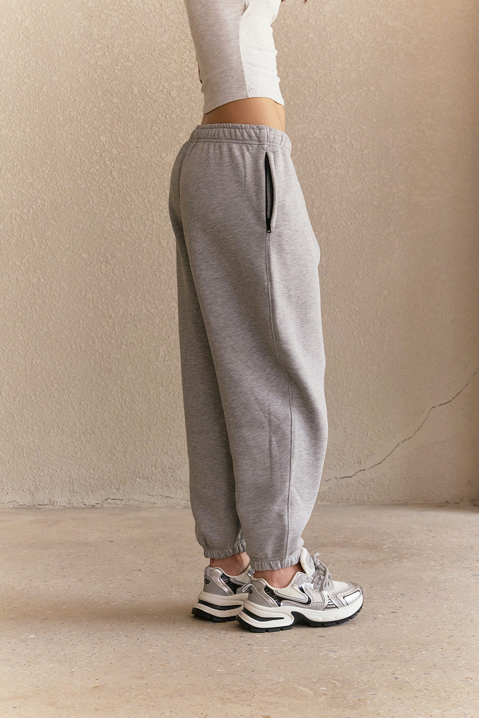 Grey Melange Cuffed Joggers JG67