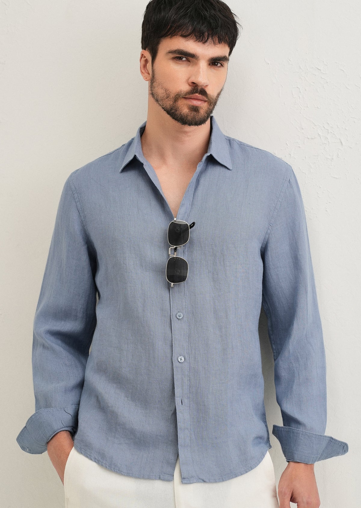 Slate Blue Pure Linen Shirt